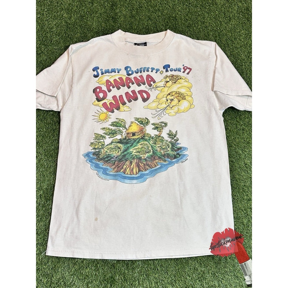 Vintage Jimmy Buffett Banana Wind 1997 Tour‎ T Shirt Large White Giant Tag Band